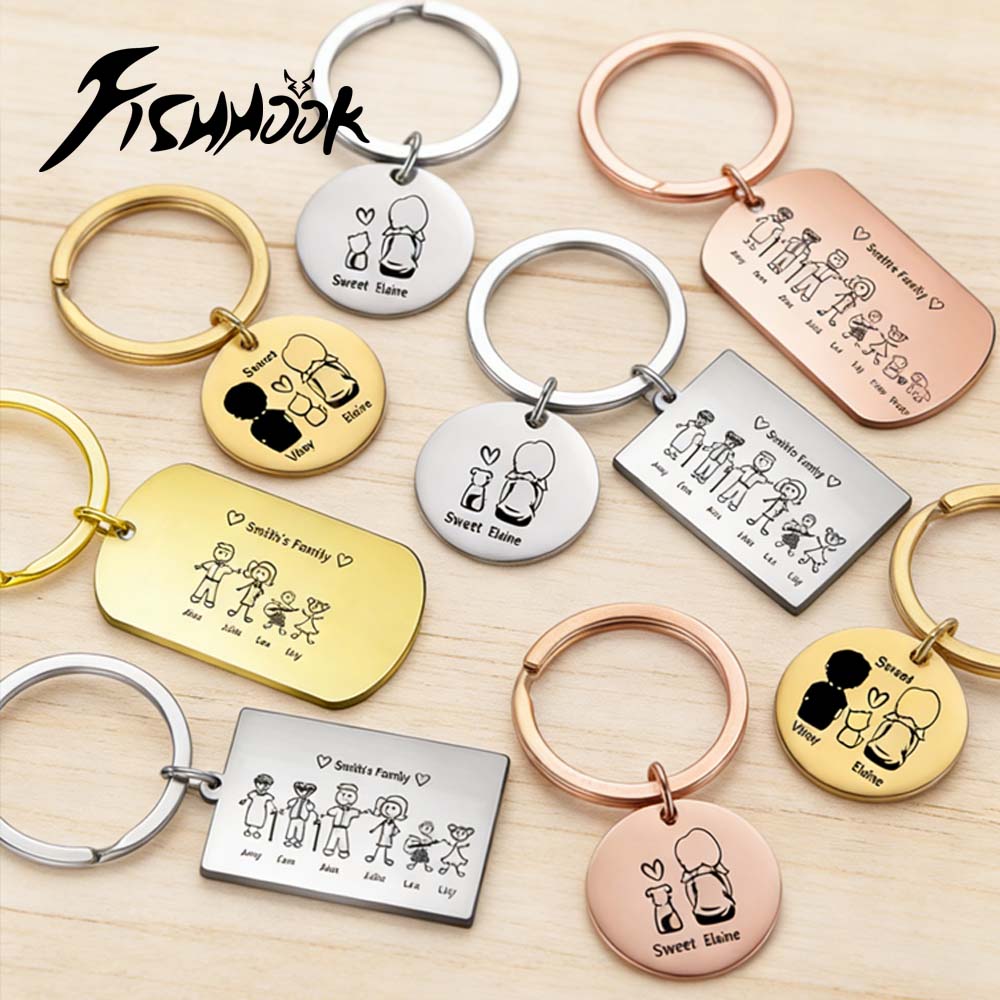 Initial Ring Custom - Personalisierter Familien-Schlüsselanhänger mit individuellem Namen, Edelstahl-Schlüsselring,